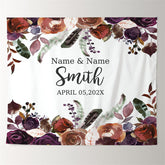 Lofaris Personalized Purple Floral Wedding Backdrop